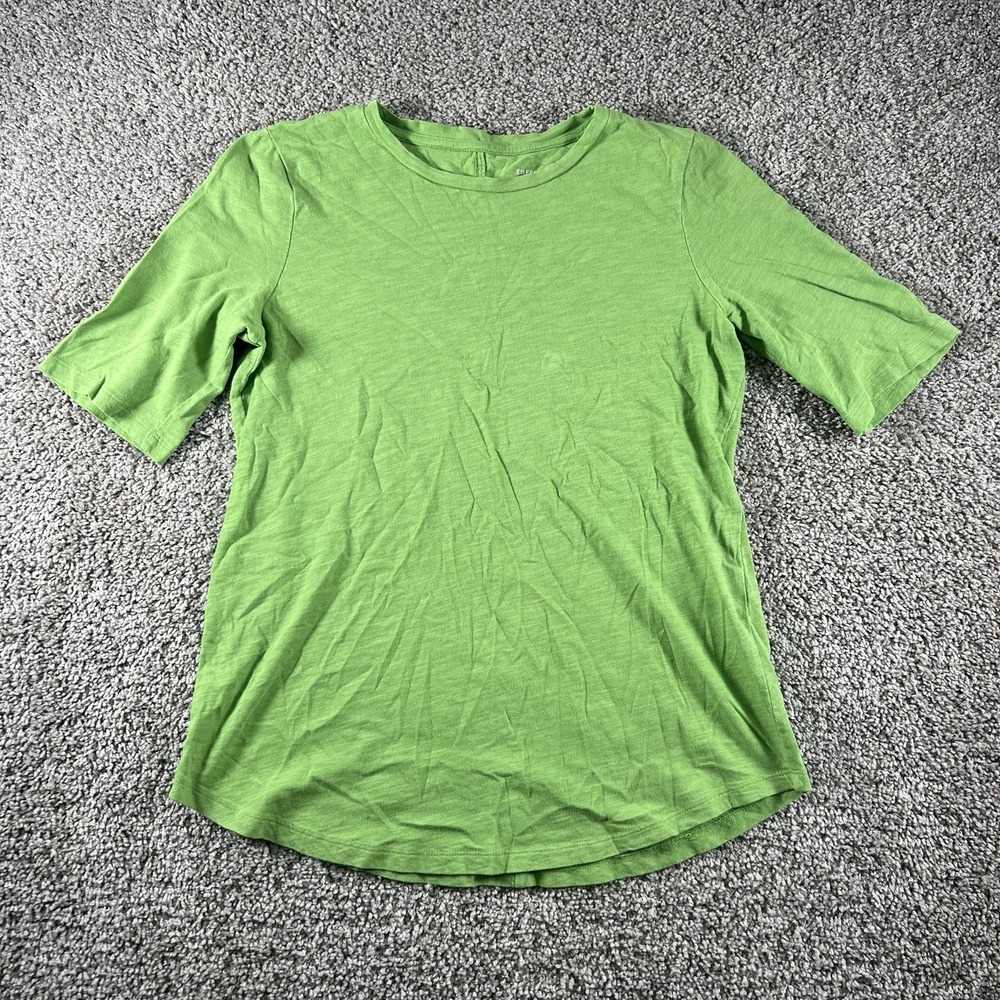 Eileen Fisher Shirt Womens Petite‎ Large Red Organic Cotton Slub Crewneck Tee